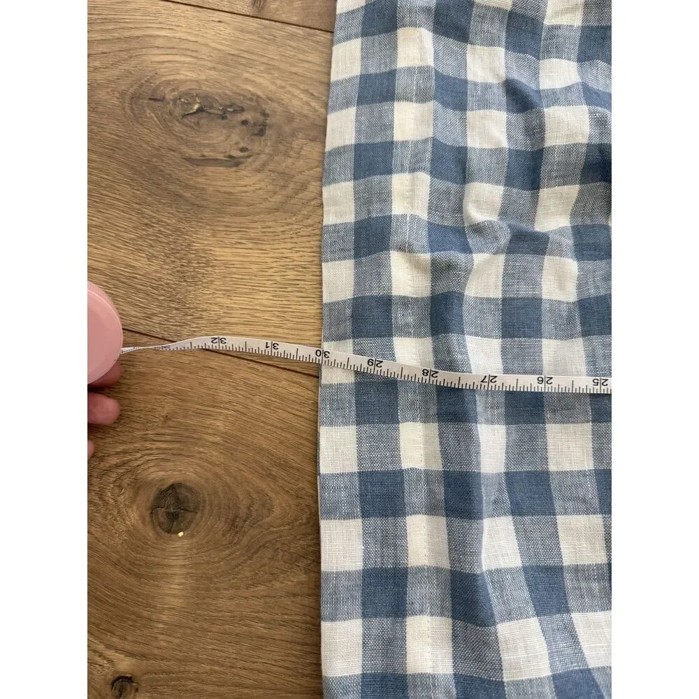 LINEN SWAN NWT 6 lagenlook Linen plaid midi blue checkered skirt natural fiber